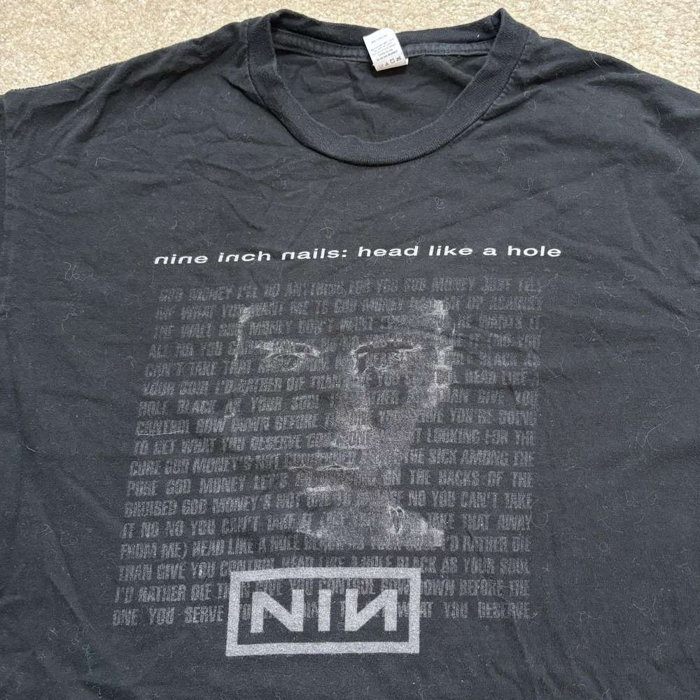 Nine Inch Nails Band Shirt Mens Large Black Head Like A Hole Graphic Tee NIN Y2K